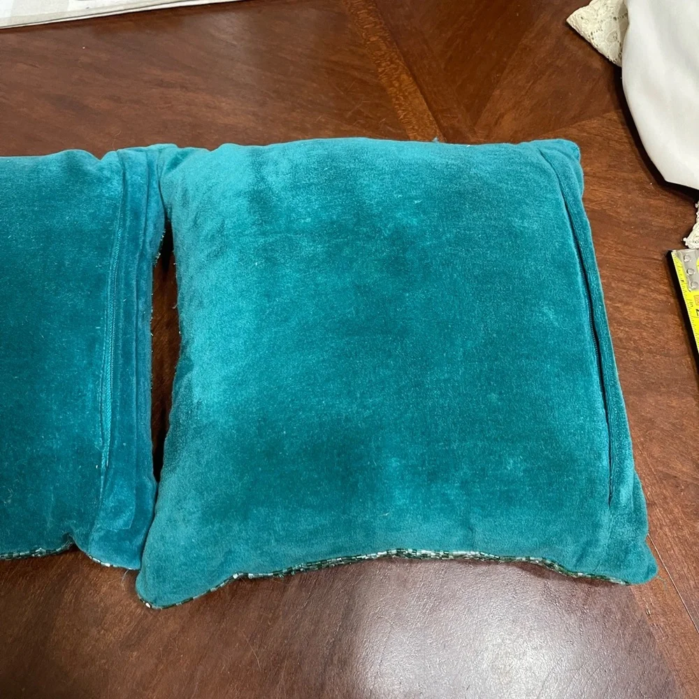 Set Pier 1 Imports Teal Beaded Velvet Throw Pillow